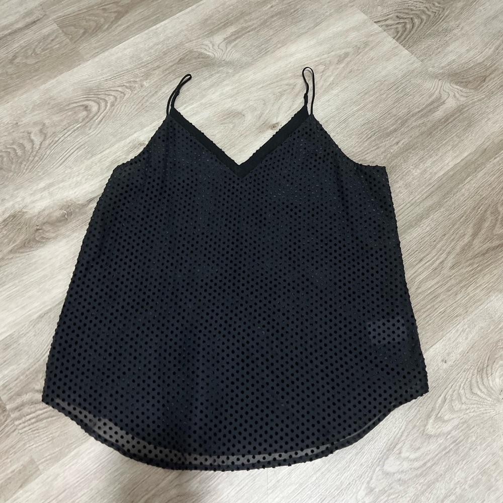 Express black velvet dot tank
